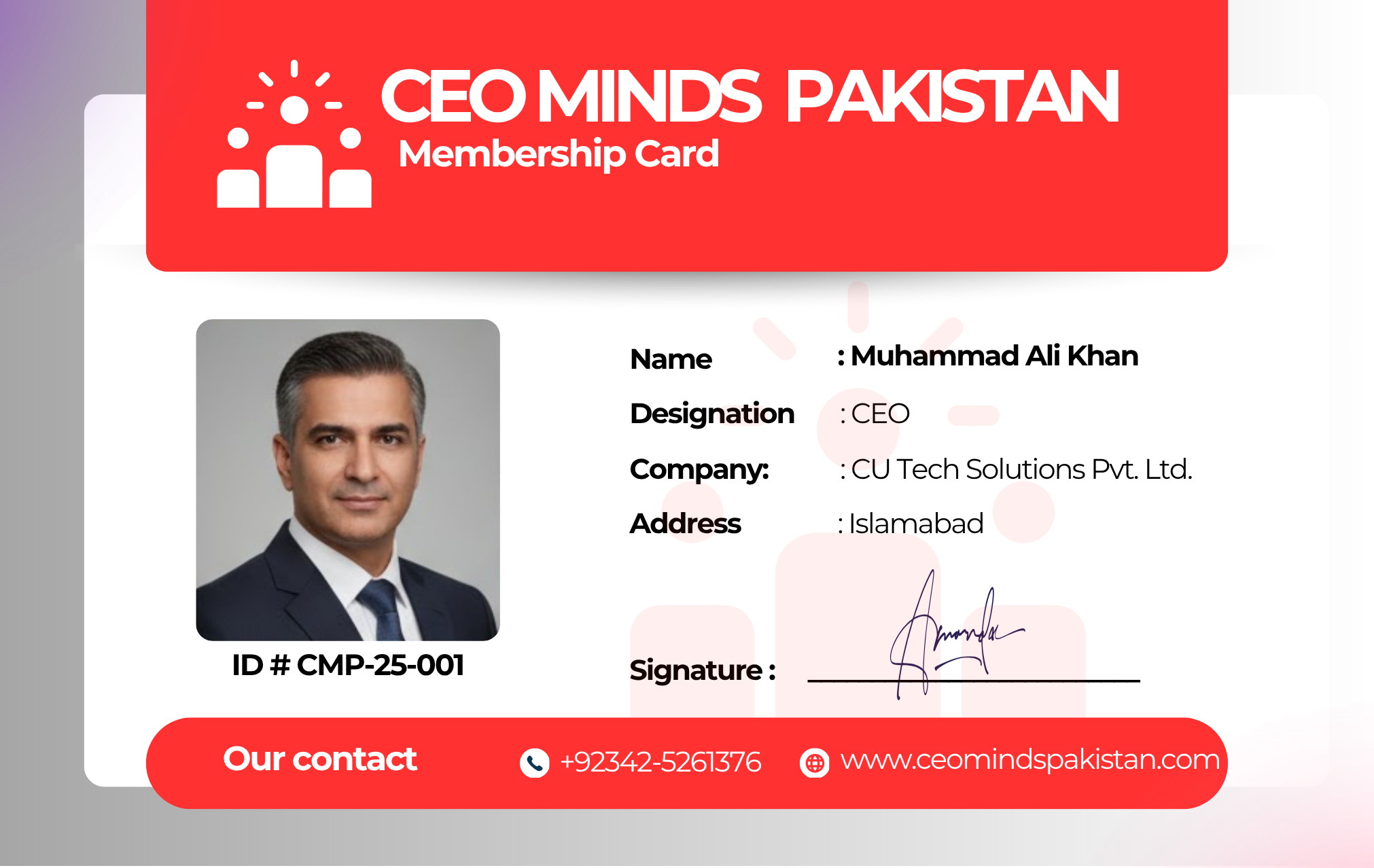 membership card ceo minds pakistan
